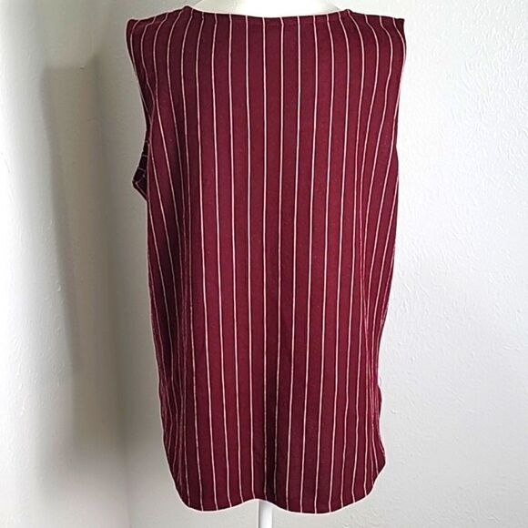 LulaRoe Sleeveless Maroon Stripe Top, Zipper V-neckline, Size Medium - Picture 5 of 6
